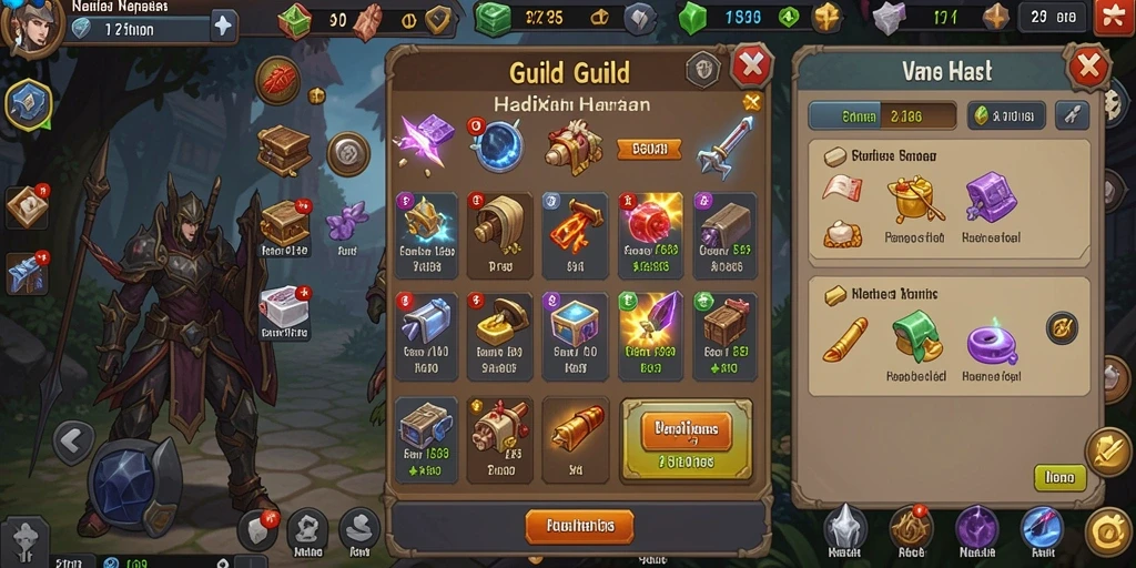 Screenshot menampilkan berbagai item dan kekuatan yang dapat diperoleh.